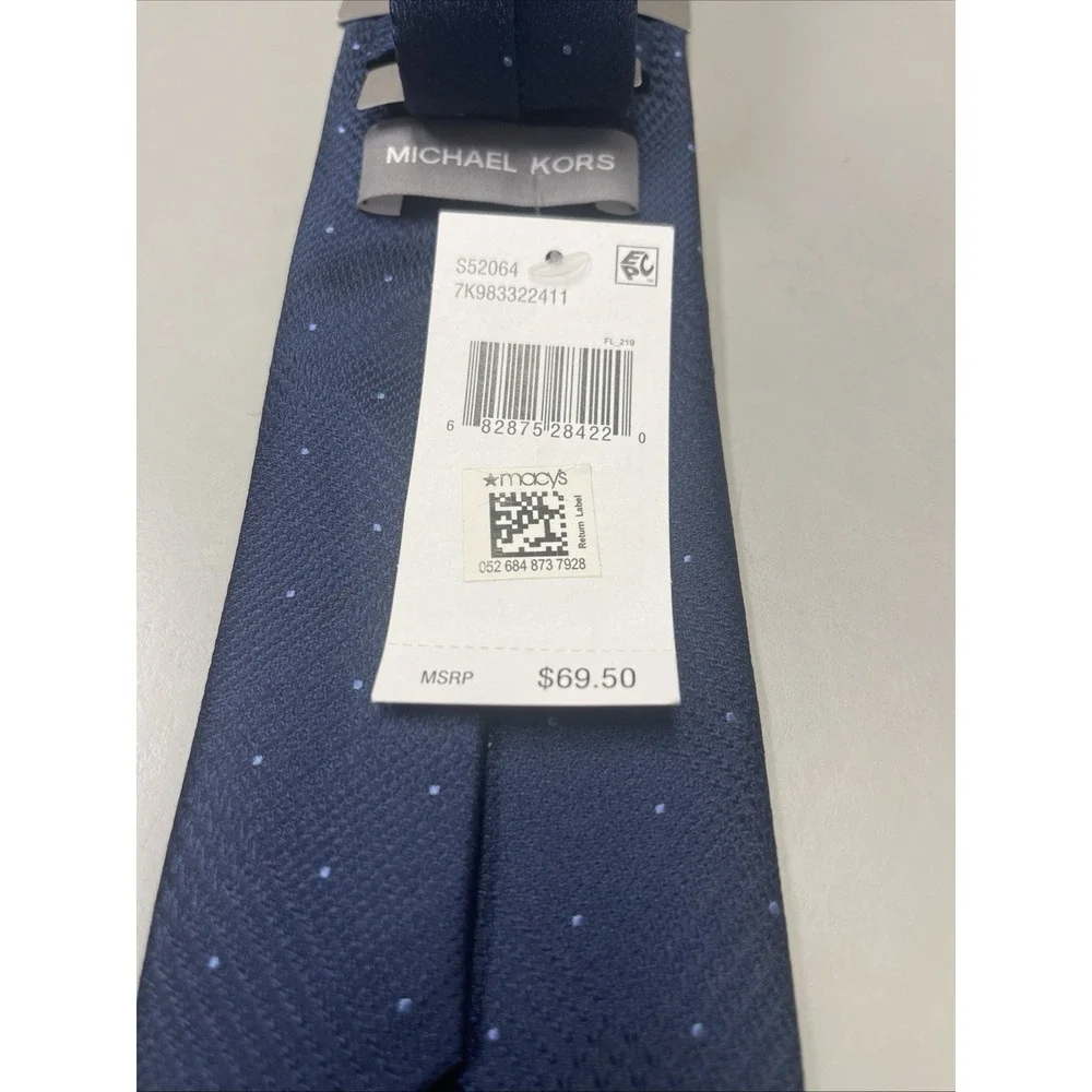 MICHAEL KORS Men's Silk Blend‎ Tie ~ Navy Blue ~ Mira Dot ~ NEW MSRP $69.50